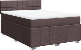 vidaXL Κρεβάτι Boxspring με Στρώμα Σκούρο Καφέ 140x200 εκ Υφασμάτινο