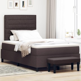 vidaXL Κρεβάτι Box Spring με Στρώμα & Πάγκο Σκούρο Καφέ 120x200 εκ. Ύφασμα