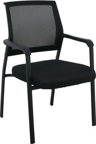 ASCO Πολυθρόνα Γραφείου Επισκέπτη Μέταλλο Βαφή Μαύρο, Mesh - Ύφασμα Μαύρο   4τμχ