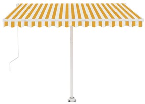 vidaXL Τέντα Συρόμενη Χειροκίνητη Ανεξάρτητη Κίτρινο/Λευκό 350x250 εκ.