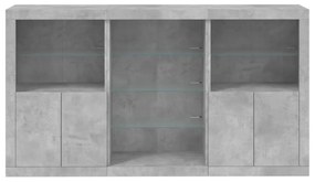 vidaXL Μπουφές με Φώτα LED Γκρι Σκυροδέματος 181,5 x 37 x 100 εκ.