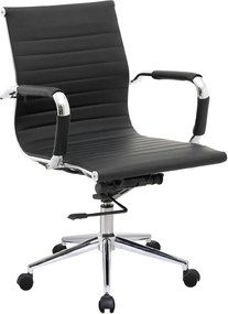 BF3301 Πολυθρόνα Γραφείου Μέταλλο Βάση Χρώμιο, PU Μαύρο   1τμχ