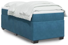 vidaXL Κρεβάτι Boxspring με Στρώμα Σκούρο Μπλε 90x190 εκ. Βελούδινο