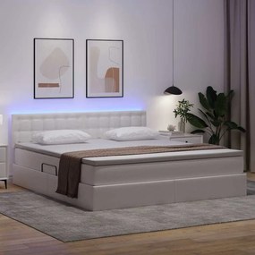 vidaXL Κρεβάτι με αποθηκευτικό χώρο και LED Καθαρό Λευκό 180 x 200 cm