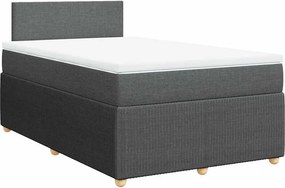 vidaXL Κρεβάτι Boxspring με Στρώμα Σκούρο Γκρι 120x190 εκ Υφασμάτινο
