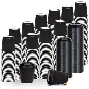 vidaXL Ποτήρια Καφέ Χάρτινα με Καπάκια 120 ml 1000 Τεμάχια Μαύρα