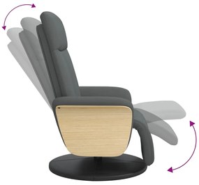 vidaXL Πολυθρόνα Ανακλινόμενη με Υποπόδιο Σκούρο Γκρι Υφασμάτινη