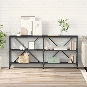 vidaXL Τραπέζι κονσόλας Μαύρη Οξυά 160 x 30 x 75 εκ Επεξεργασμένο Ξύλο