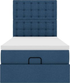 vidaXL Οθωμανικό κρεβάτι με στρώμα μπλε 90x190cm ύφασμα