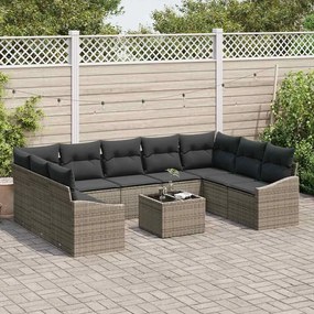 vidaXL Σέτ φαγητού για κήπο με μαξιλάρι 10 pcs Ανοιχτό γκρι