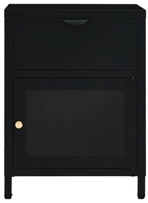 vidaXL Κομοδίνο Μαύρο 40 x 30 x 54,5 εκ. από Ατσάλι και Γυαλί