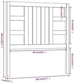 vidaXL Κεφαλάρι Κρεβατιού Καφέ Μελί 106x4x100 εκ. Μασίφ Ξύλο Πεύκου