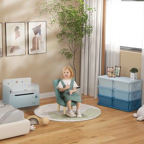 HOMCOM Κουτί αποθήκευσης για παιδιά, κουτί αποθήκευσης για παιδιά, 3 συρτάρια, μπλε
