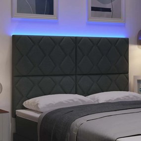 vidaXL Κεφαλάρι με φώτα λωρίδας LED με κεφαλάρι Γκρι 160 cm ύφασμα