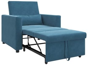 vidaXL Μονός καναπές-κρεβάτι με τροχούς Μπλε 90 x 165 x 87 εκ. Βελούδο