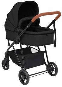 vidaXL Καροτσάκι Μωρού 3 σε 1 Ανθρακί / Μαύρο Ατσάλινο