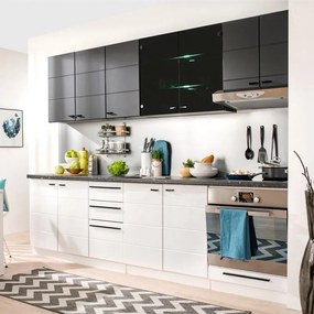 Έτοιμη Σύνθεση Κουζίνα Claudia 200 Λευκό - Μαύρο 200x51/31x200 εκ. 200x51x200 εκ.