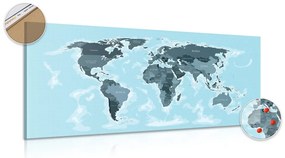 Εικόνα ενός όμορφου χάρτη σε φελλό με μπλε απόχρωση - 100x50  wooden