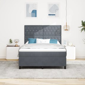 vidaXL Κρεβάτι Κουτιού με Στρώμα Σκούρο Γκρι 140x200 cm Βελούδο