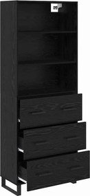 vidaXL Highboard με συρτάρι 2 pcs Μαύρη Οξυά Επεξεργασμένο ξύλο
