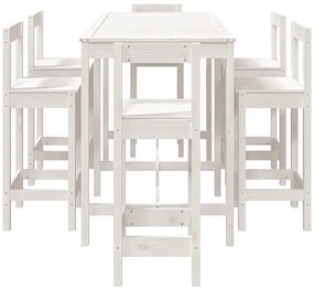 vidaXL Σετ Επίπλων Μπαρ Κήπου 7 Τεμαχίων Λευκό από Μασίφ Ξύλο Πεύκου