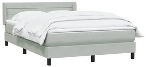 vidaXL Κρεβάτι Boxspring με Στρώμα Ανοιχτό Γκρι 140x210 εκ. Βελούδινο