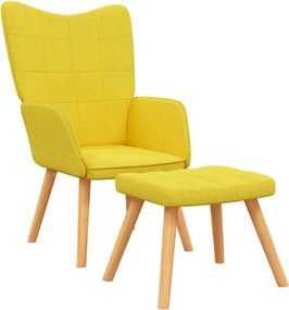 vidaXL Πολυθρόνα Relax Κίτρινη Μουσταρδί Υφασμάτινη με Σκαμπό