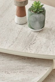 Σετ Τραπεζιών Σαλονιού Τραβερτίνη BACLAS 80x52x50