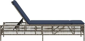 vidaXL Ξαπλώστρα με Μαξιλάρι από Γκρι Συνθετικό Ρατάν