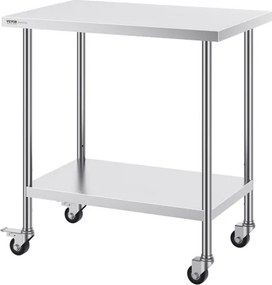 VEVOR Stainless Steel Work Table Commercial Prep Table 24x36 Inch With 4 Casters