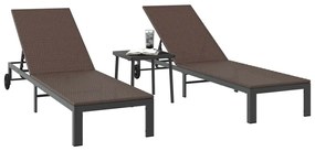 vidaXL Ήλιο-κρεβάτι με μαξιλάρι 2-πρόσωπο 3 pcs Καφέ συνθετικό ρατάν