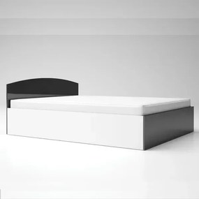 Κρεβάτι διπλό KONA με αποθηκευτικό χώρο και στρώμα 160x200cm, Άσπρο γυαλιστερό/Ανθρακί γυαλιστερό 164x65x205cm-GRA307