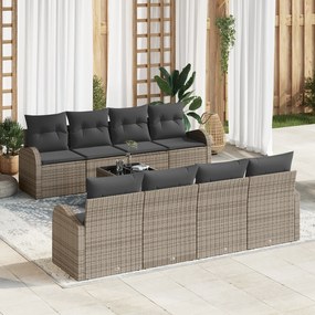 vidaXL Σετ σαλονιού κήπου 9 κομματιών με μαξιλάρια Γκρι Πολυ-ρατάν