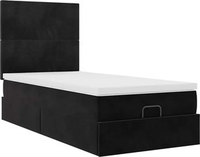 vidaXL Οθωμανικό κρεβάτι με στρώματα Μαύρο 80x200cm Velvet