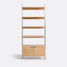 Ραφιέρα από βελανιδιά και χρώμιο, ύψους 190 εκ., Watford