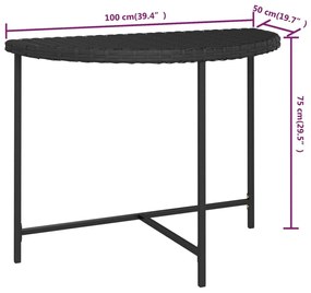 Τραπέζι Κήπου Μαύρο 100 x 50 x 75 εκ. από Συνθετικό Ρατάν - Μαύρο
