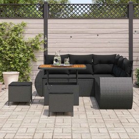 vidaXL Σετ Καναπέ Κήπου 8 pcs Μαύρο συνθετικό ρατάν