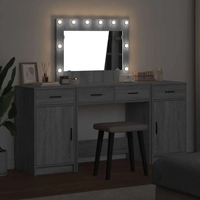 vidaXL Τραπέζι περιποίησης με συρτάρι 3 pcs Γκρι Επεξεργασμένο ξύλο