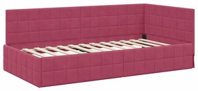 vidaXL Κρεβάτι Γωνίας με κεφαλάρι Μπορντό 90 x 200 cm Βελούδο