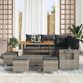 vidaXL Σετ Καναπέ Κήπου με μαξιλάρι 9 pcs Γκρι 110 x 55 x 71 εκ
