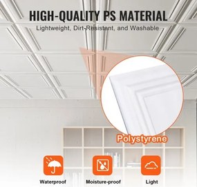 VEVOR Ceiling Tiles 96-Pack 20 x 20 in Polystyrene Easy Installation Glue-up