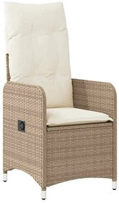 vidaXL Σέτ φαγητού για κήπο με μαξιλάρι 7 pcs Μπεζ Πολυ ράταν