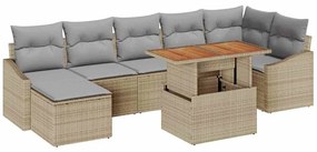vidaXL Σέτ φαγητού για κήπο με μαξιλάρι 8 pcs Μπεζ, Γκρι