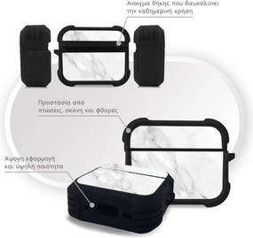 Θήκη Σιλικόνης Sonique Marble Series για AirPods Pro / Pro 2 Λευκό