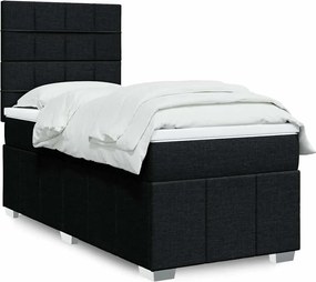 vidaXL Κρεβάτι Boxspring με Στρώμα Μαύρο 80 x 200 εκ. Υφασμάτινο