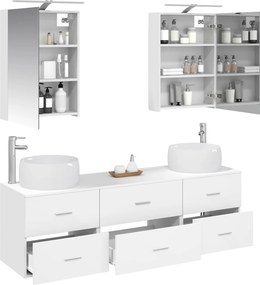 vidaXL Σετ Επίπλων Μπάνιου 5 pcs Λευκό Επεξεργασμένο Ξύλο και Γυαλί