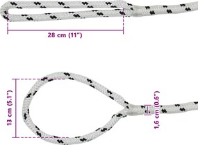vidaXL Σχοινί Boat 16 mm 15 m Λευκό και Μαύρο Πολυεστέρας