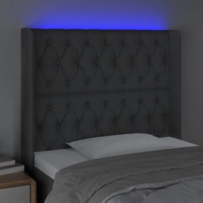 Κεφαλάρι Κρεβατιού LED Σκούρο Γκρι 93x16x118/128εκ. Υφασμάτινο 3124367