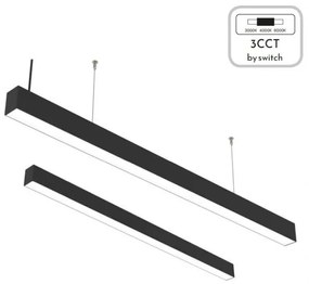 Γραμμικό Κρεμαστό Φωτιστικό Οροφής LED 60W 3CCT Αλουμίνιο Inlight-6072-180-BL-Μαύρο 6072-180-BL