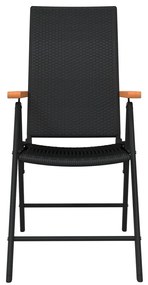 vidaXL Σετ Τραπεζαρίας Κήπου 7 Τεμαχίων Μαύρο